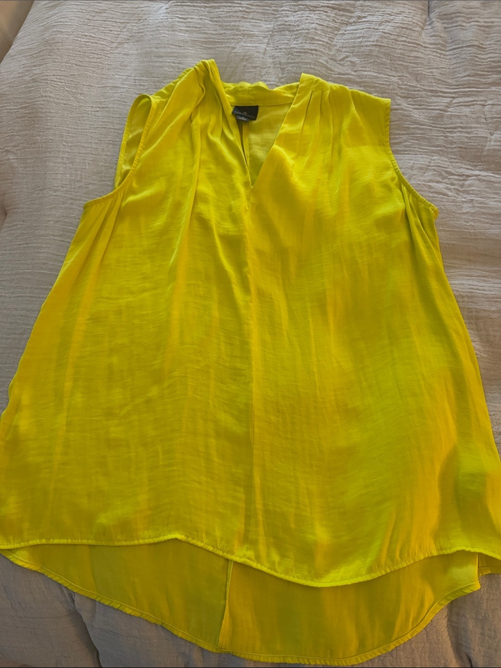 Bright Yellow Sleeveless V-Neck Women's Top